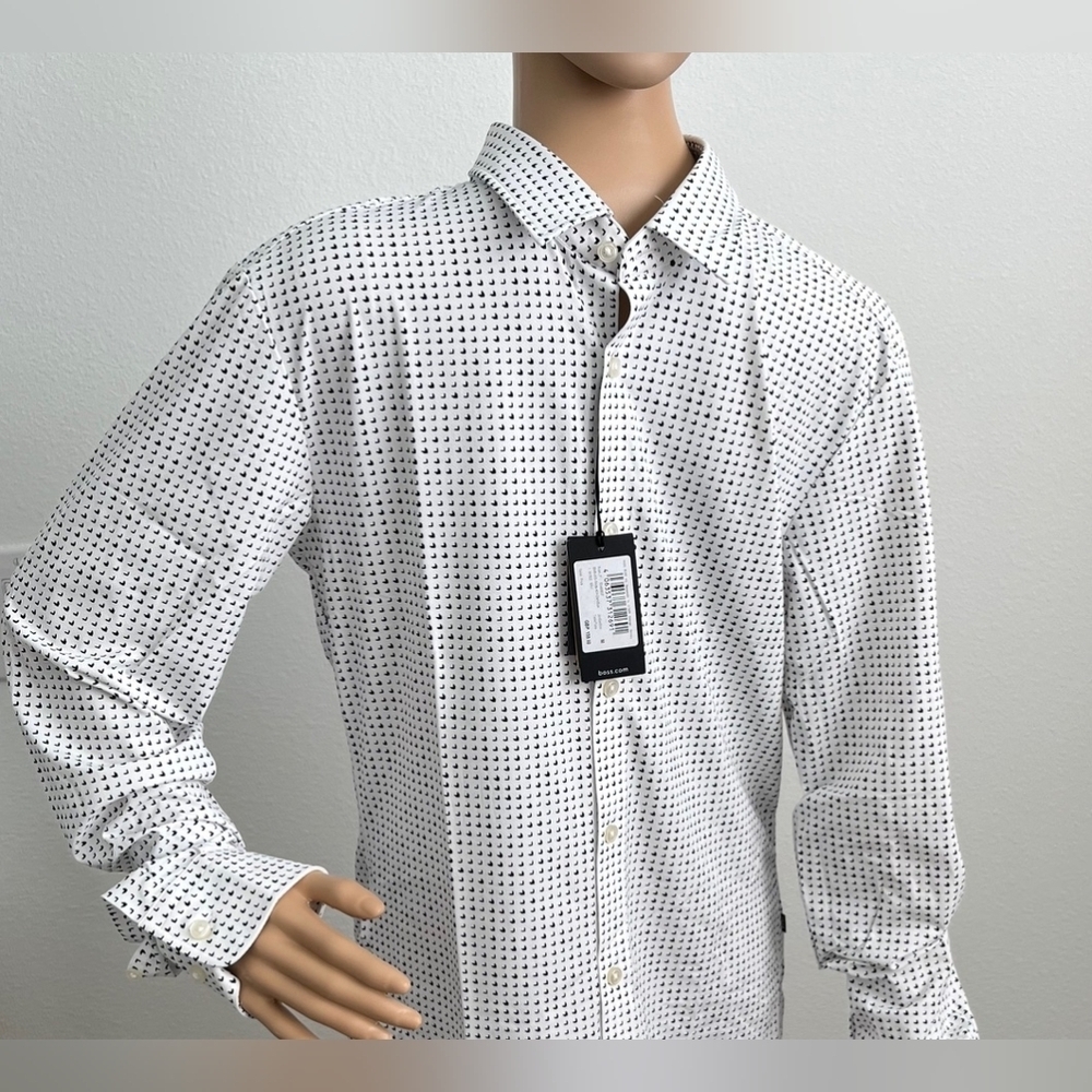 Boss Mens Slim Fit Stretch Long Sleeve Shirt Size M   NWT